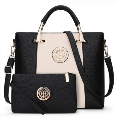 Bolso elegante bicolor con cartera