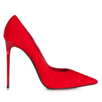 Zapatos gamuza roja y cristales de Le Silla Zapatos gamuza roja y cristales de Le Silla